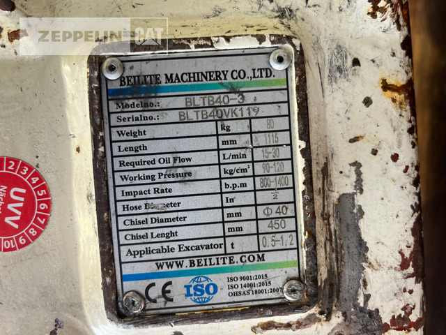 BEILITE Machinery Co., Ltd. Beili Hammer BLTB40 - Hidraulikus törőfej - Építőipari gépek: 3 kép. BEILITE Machinery Co., Ltd. Beili Hammer BLTB40 - Hidraulikus törőfej - Építőipari gépek: 3 kép.