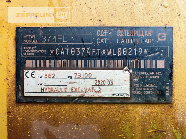 Cat 374FL - Lánctalpas kotró: 2 kép. Cat 374FL - Lánctalpas kotró: 2 kép.