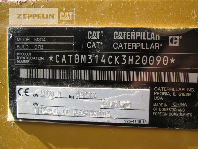 Cat M314-07A - Gumikerekes kotró: 2 kép. Cat M314-07A - Gumikerekes kotró: 2 kép.