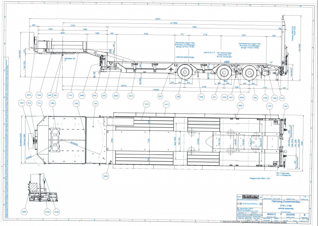 Félpótkocsi mélybölcsős a következők szállításához nehézgépek GOLDHOFER GOLDHOFER Satteltieflader Tiefladerauflieger STN-L 3 (245) RM: 29 kép.