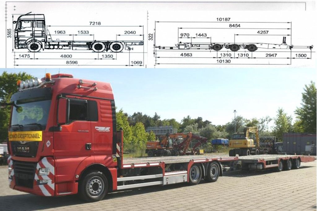 MAN TG-X 24.500 6x2-4 LL-U Pritsche Maschinentranspo - Autószállító teherautó: 1 kép. MAN TG-X 24.500 6x2-4 LL-U Pritsche Maschinentranspo - Autószállító teherautó: 1 kép.