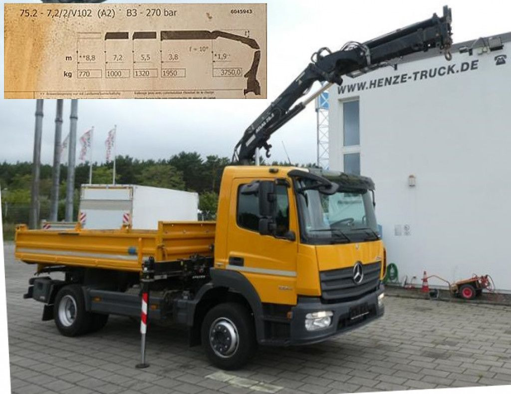 Mercedes-Benz Atego 1224 K 2-Achs Kipper Kran 2x Hdr Ausschub - Billenőplatós teherautó, Darus autó: 2 kép. Mercedes-Benz Atego 1224 K 2-Achs Kipper Kran 2x Hdr Ausschub - Billenőplatós teherautó, Darus autó: 2 kép.